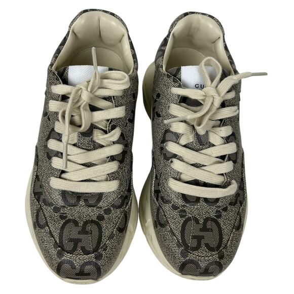 Gucci GG Print Rython Brown Monogram Chunky Sneaker 6 - Picture 2 of 9